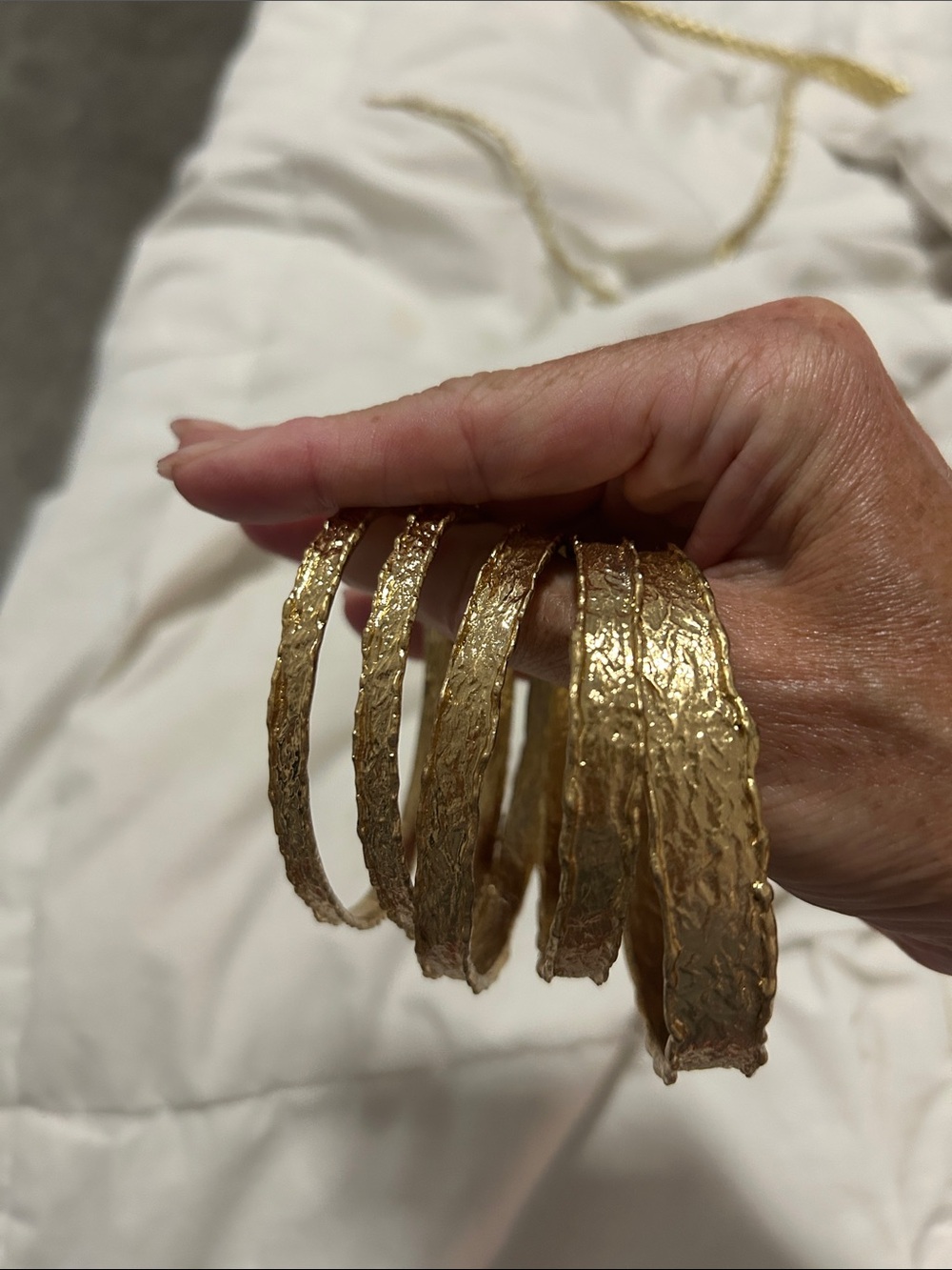 Zara Gold Textured Bangle Stack for Women
